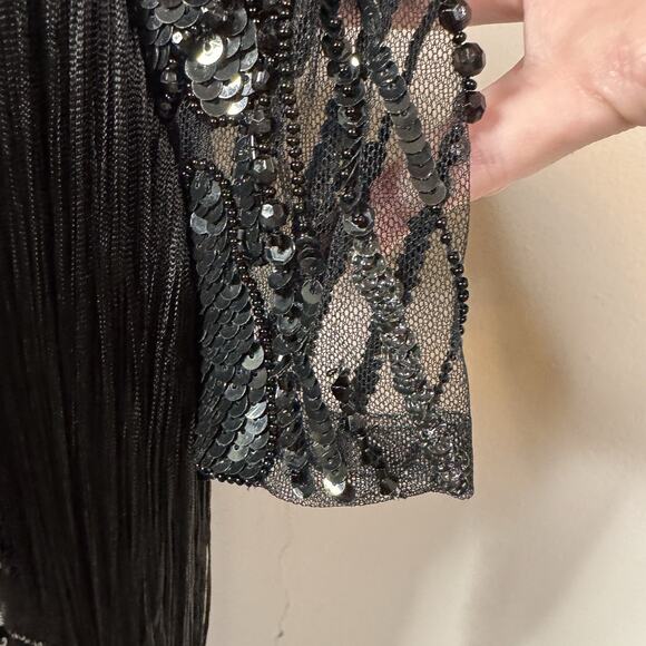 Elie Saab Bead Embroidered Gown “Dark Waves” Black Sequin Fringe FR 38 $15000 - Picture 13 of 16